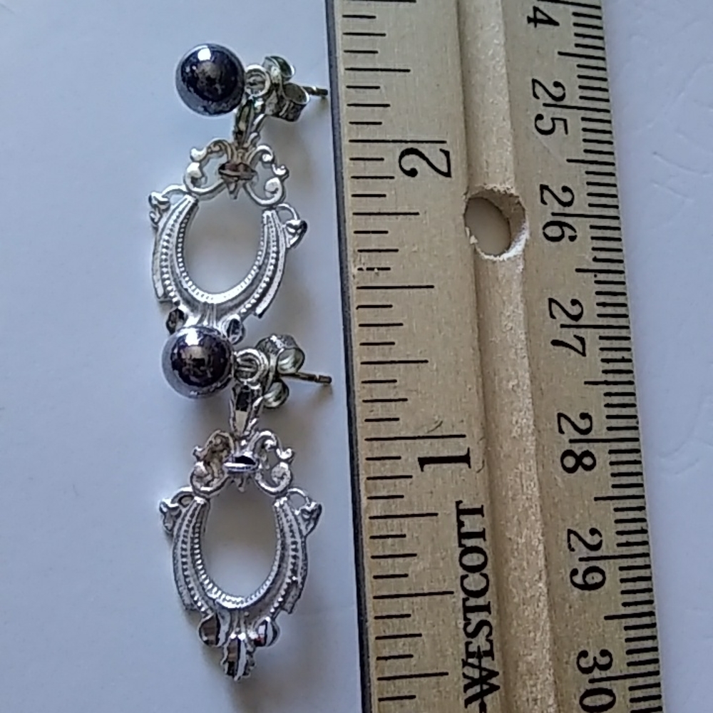 925 Sterling Solid Silver Decorative Earrings - image 2